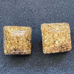 1980's Jewellians gold confetti lucite Earrings HUGE! Clip